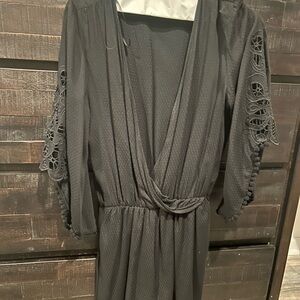 Lovestitch Black Lace Sleeve Jumpsuit